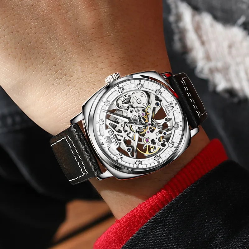 OLEVS Wisdom Series Automatic Mechanical Movement Watch Men's Watches Cut Out Dial-3