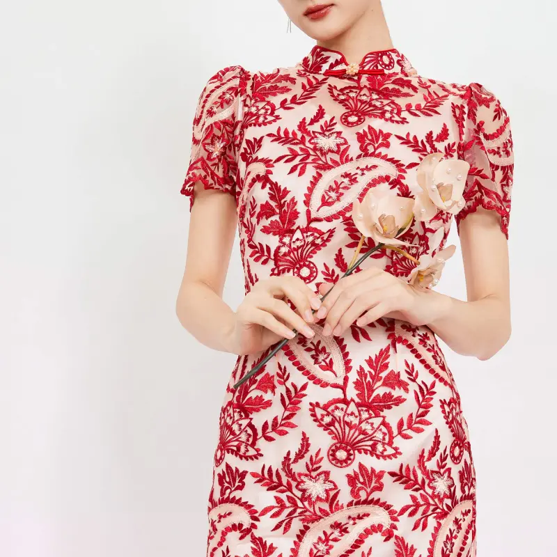 JINYE ORIENTAL Cheongsam Women's Red-2