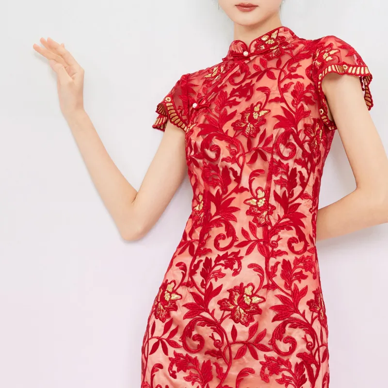 JINYE ORIENTAL Cheongsam Women's Red-2