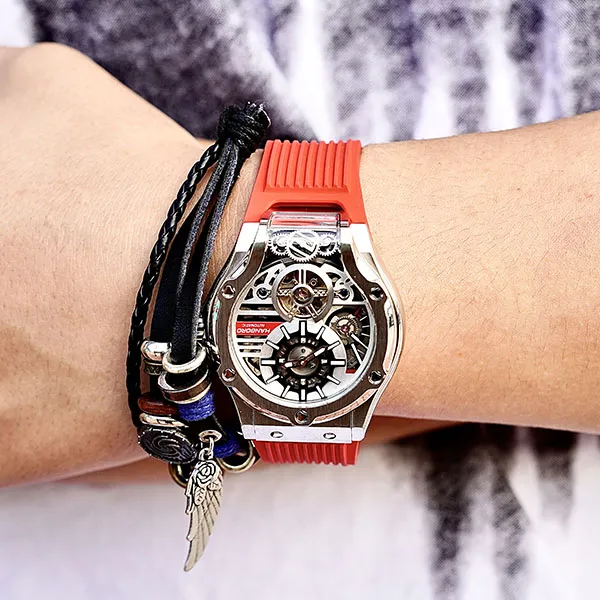 HANBORO Monster Series Automatic Mechanical Movement Watch Men's Watches Cut-Out Dial HBR995-BR-2