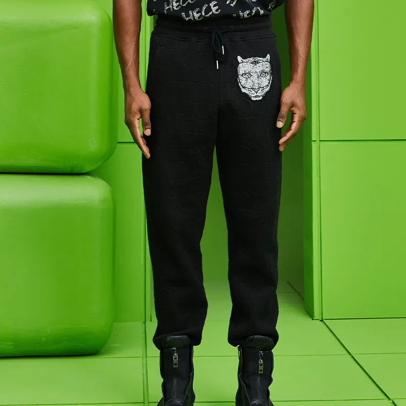 TCH Knitted Sweatpants Unisex Black With Silver Logo-2