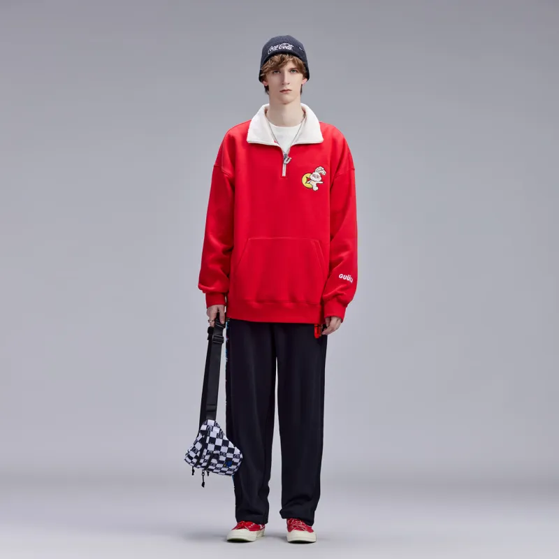 Guuka Turtleneck Loose Fit Sweatshirt Women's Red-2