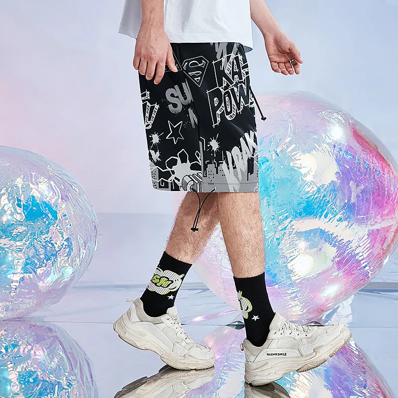SANSYAS Superman Loose Fit Shorts Unisex Black-6