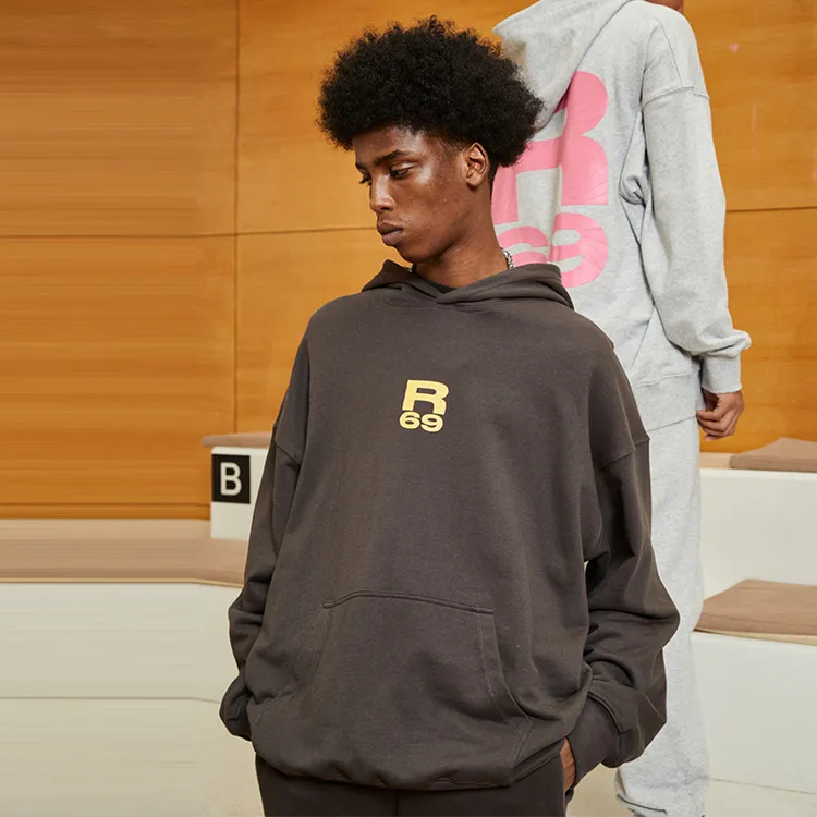 R69 Fall And Winter Hooded Loose Fit Sweatshirt Unisex-3