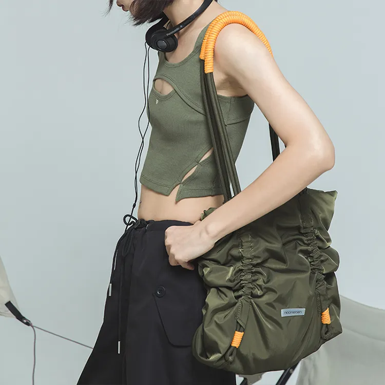 COMBACK Polyamide Tote Bag, Shopping Bag, Shoulder Bag Regular Unisex Light Khaki/Army Green-11