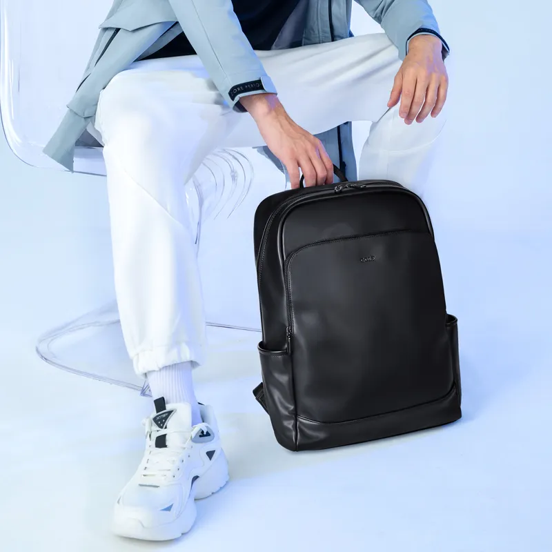 GOLF Synthetic Leather Backpack Large Size Men's Black/Dark Gray-5