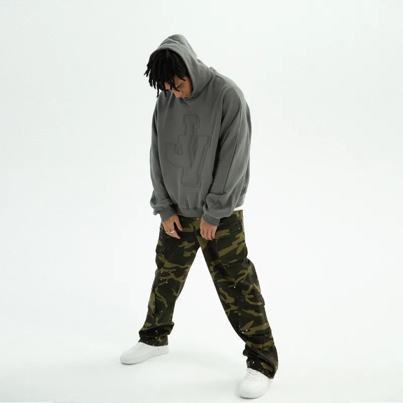 JUST VIBE Casual Pants Unisex Green Camouflage-6