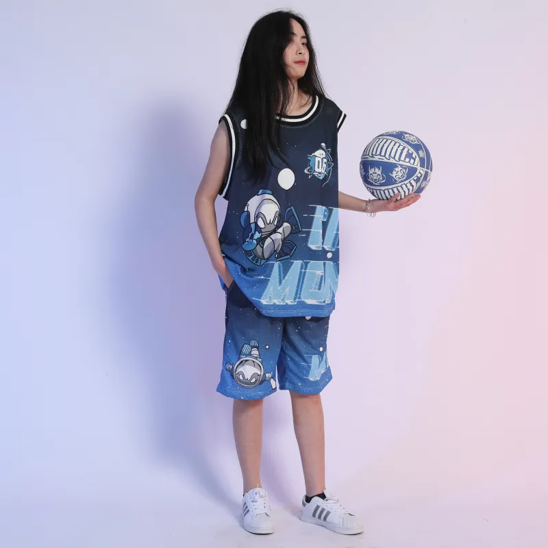 FireMonkey Astronaut Collection Basketball Jerseys Unisex Blue-2