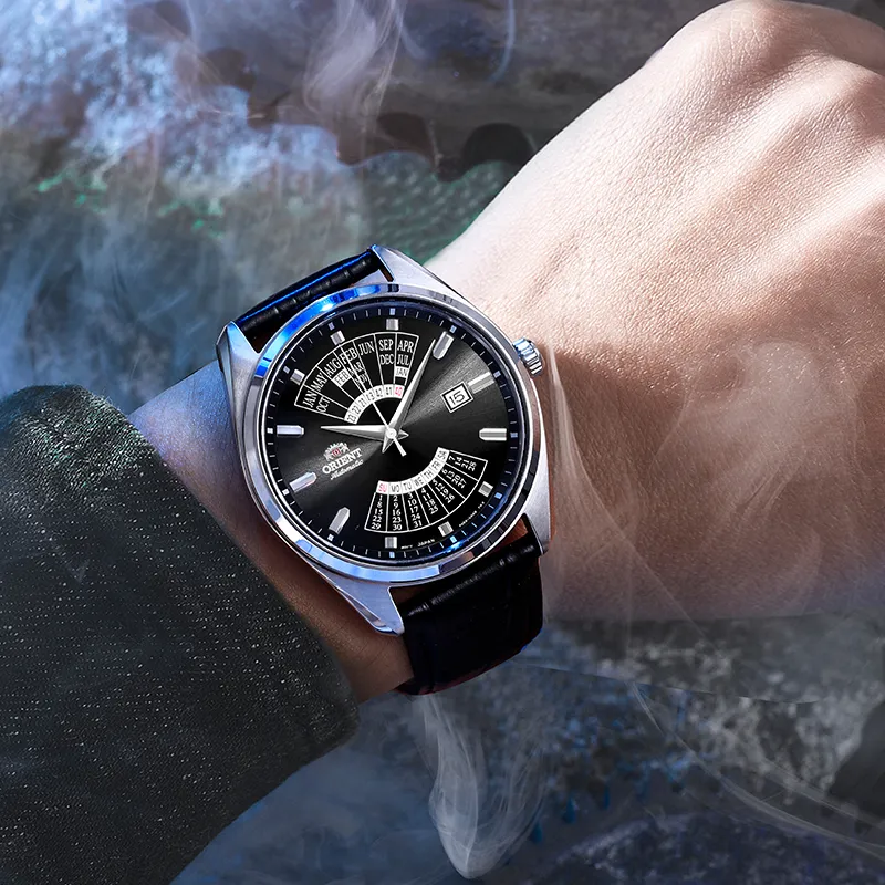 ORIENT Automatic Mechanical Movement Leather Strap Watch Men's Watches Black Dial RA BA0006B10-4
