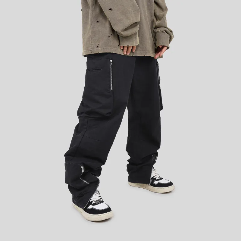 UNDERWATER FW22 Casual Pants Unisex Washed Black-6