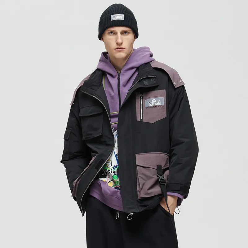Clubxxhh Cartoon Hand-Drawn Hooded Loose Fit Thickened Puffer Jacket Unisex Black-2
