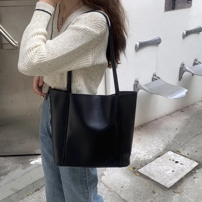 MARKANGARO PU Tote Bag Shoulder Bag Women's Black White Coffee-10