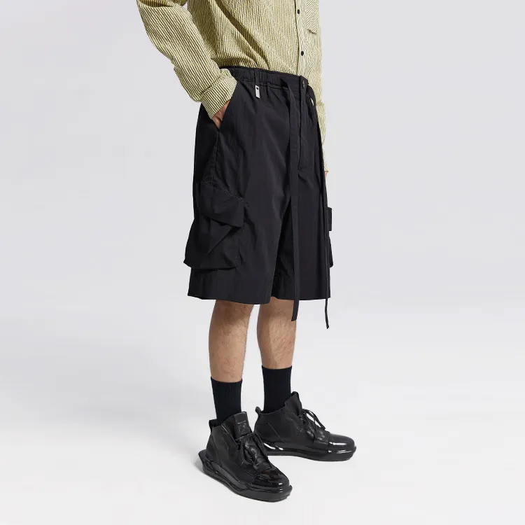 HUANXIANGZHE Casual Shorts Men Black-2