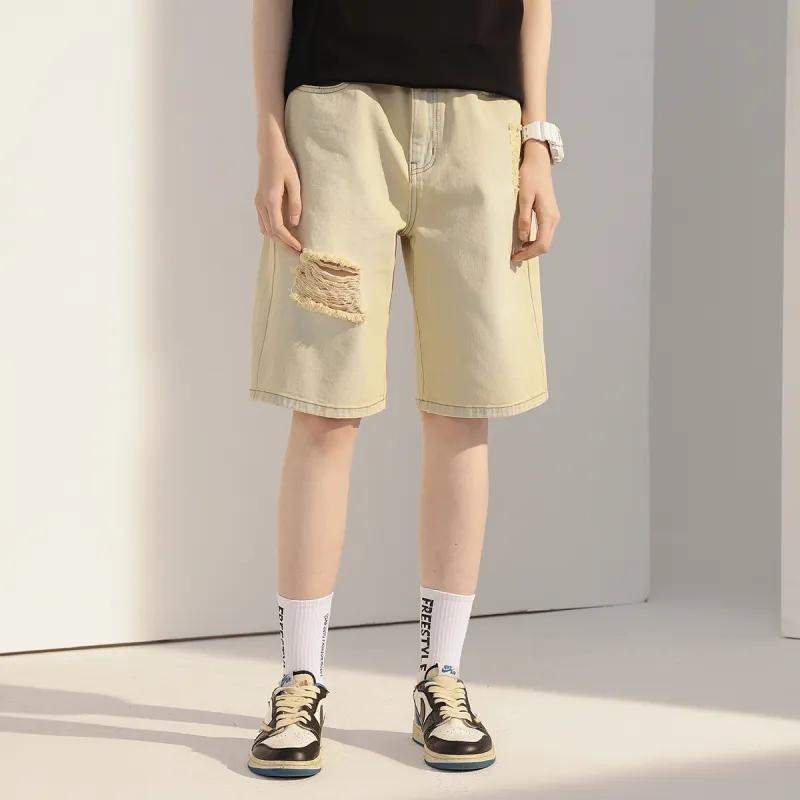 R.super Denim Shorts Unisex Yellow Mud-2