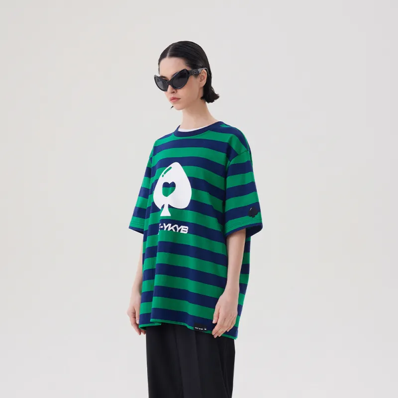 YK&YB T Shirts Unisex Blue Green Stripes-3