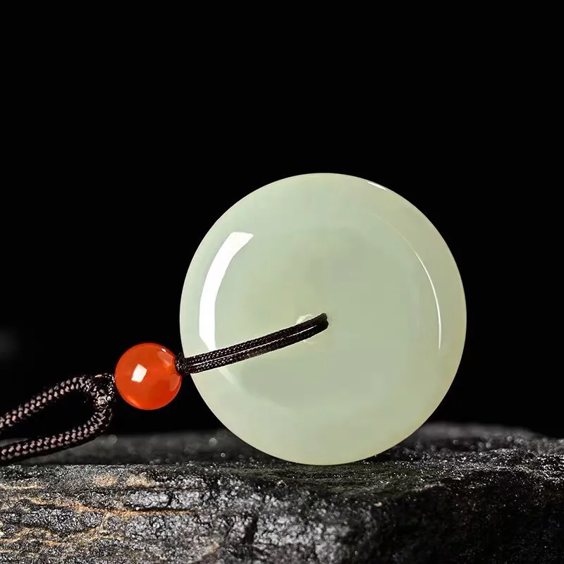 Qing Yi Hetian Jade Pendants Unisex Pale Greenish White Jade-3
