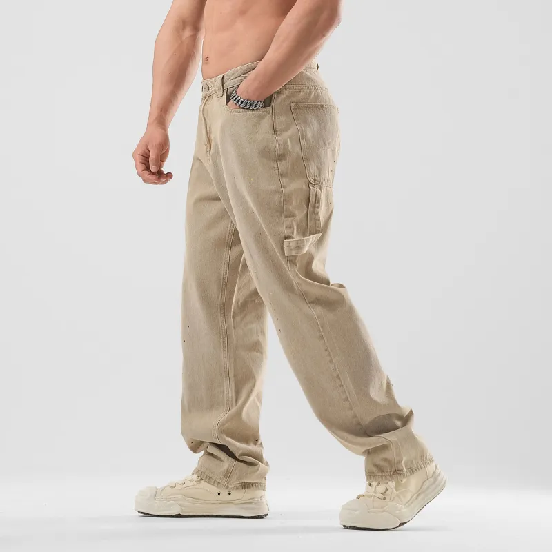 LUJIAMEN Jeans Unisex Khaki-5