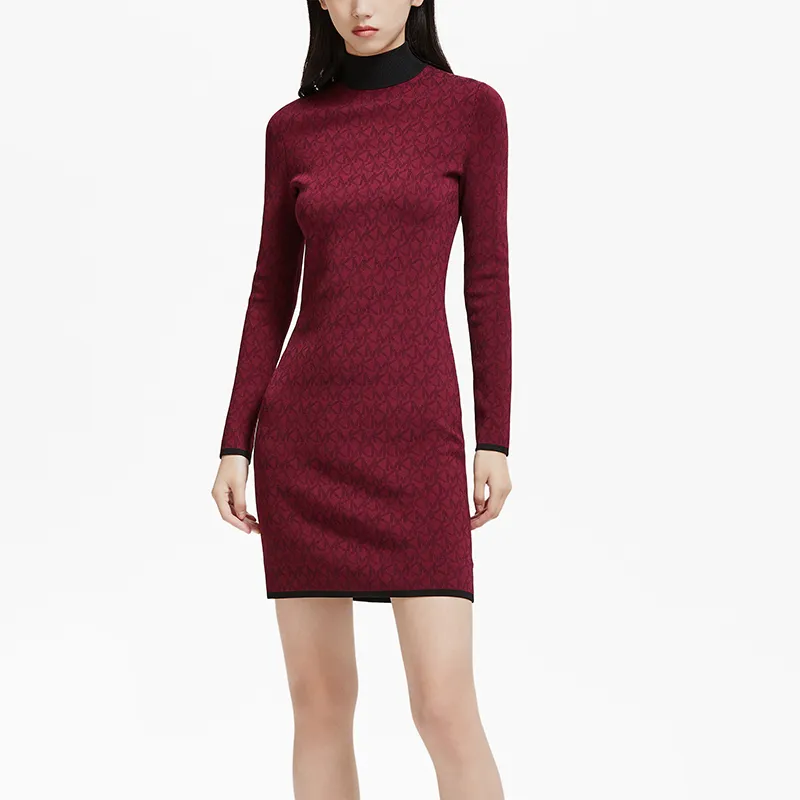 MICHAEL KORS Long Sleeved Dresses Women's Burgundy-2