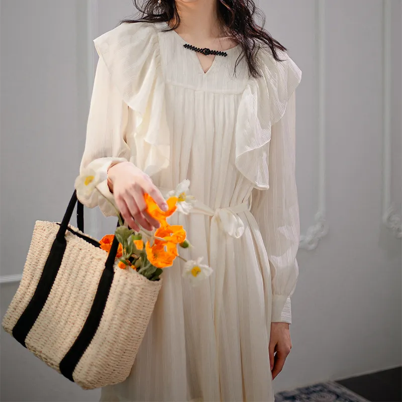 ANNECHEN Flared Dress Dress Summer Women's Includes Gift Box Sets White-6
