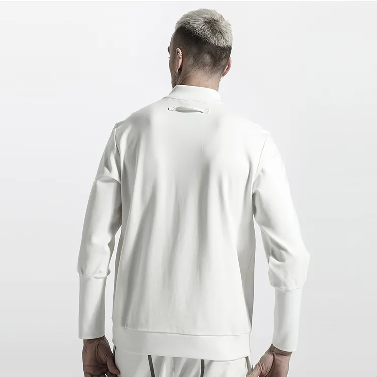 NORVINCY Double Zip Closure Semi Open Front Solid Color Sweatshirt Unisex-5
