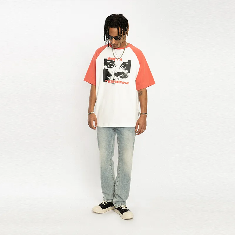 EMPTY REFERENCE Short Sleeved T Shirts Unisex Red White-2