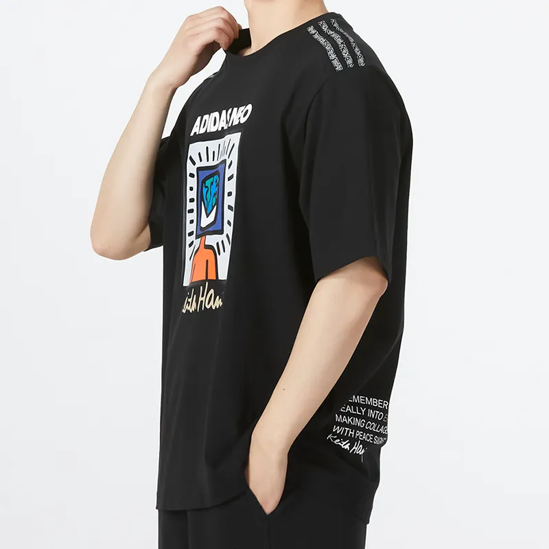 Adidas Neo Drop Shoulder Sleeve T-Shirt Men's Black-4
