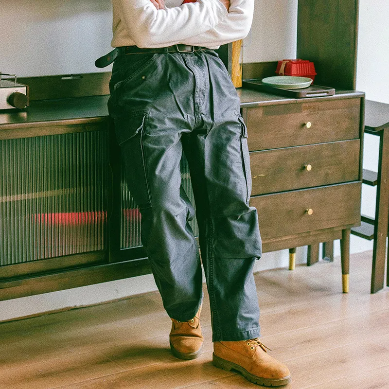 TEKABLU Casual Pants Unisex Wax-Dyed Gray-3