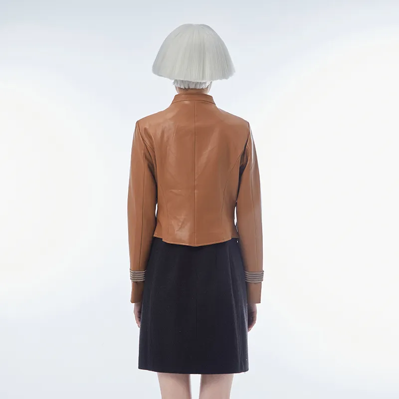 D. MARTINA QUEEN Cropped Coats Women's Orange-2