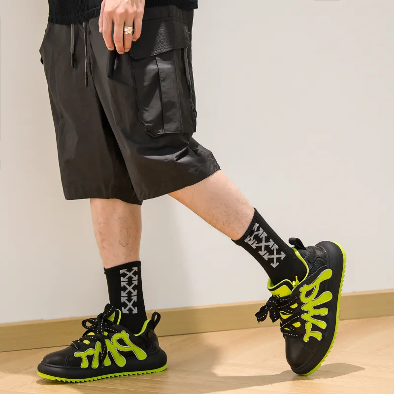 PMT Cushioned Anti-Slip Wear-Resistant Waterproof And Breathable Coverage Low-Top Casual Shoes Unisex Black Green-6