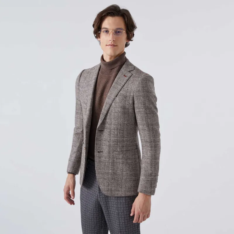 LIU·JO UOMO Business Suits Men Coffee Plaid-4