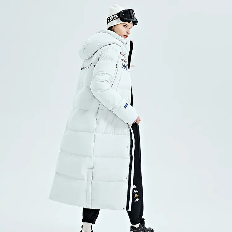Kappa Letter Hooded Long Down Jacket Unisex-3