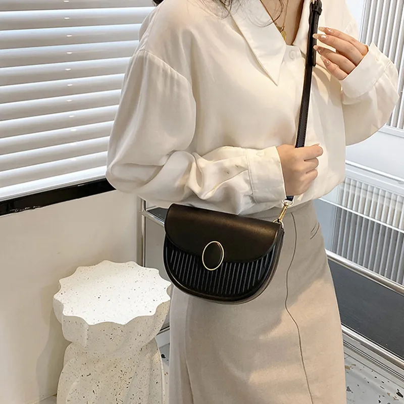 JANE KLAIN PU Saddle Bag Handbag, Shoulder Bag, Crossbody Bag Women's Black/Ecru/Pink/Purple-3