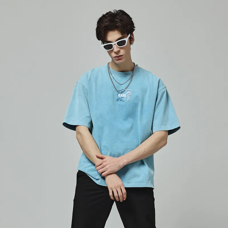 RARE Short Sleeved T Shirts Men's Blue-5