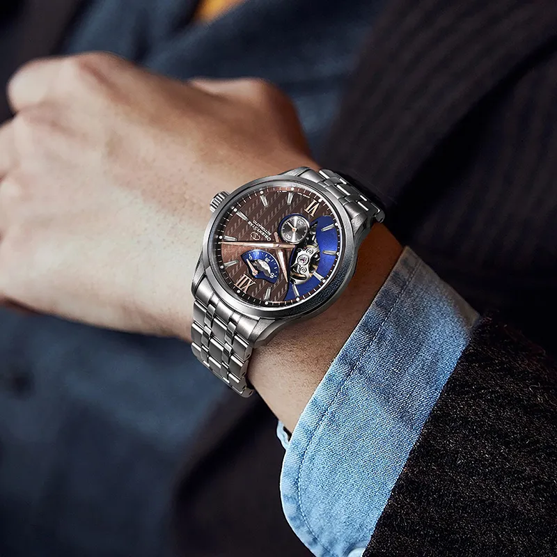 ORIENT STAR Automatic Mechanical Movement Stainless Steel Strap Watch Men's Watches Cut Out Dial RE DWAV0B02Y00B-3