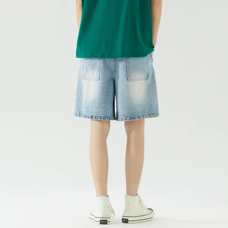 BEENTRILL Denim Shorts Unisex Washed Blue-4