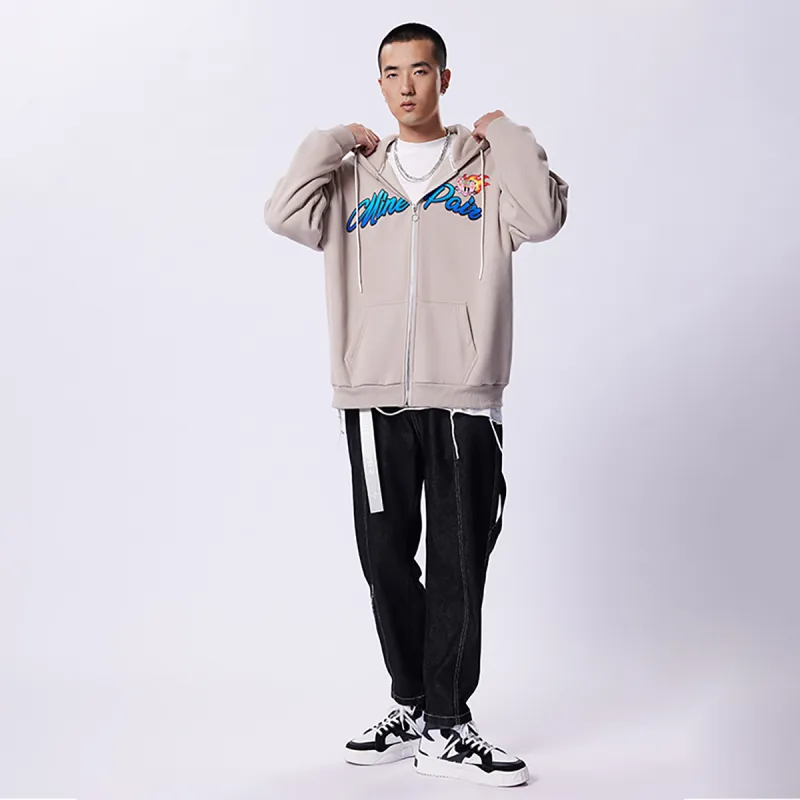MINEPAIR Hooded Loose Fit Cardigan Sweatshirt Fall And Winter Unisex-10