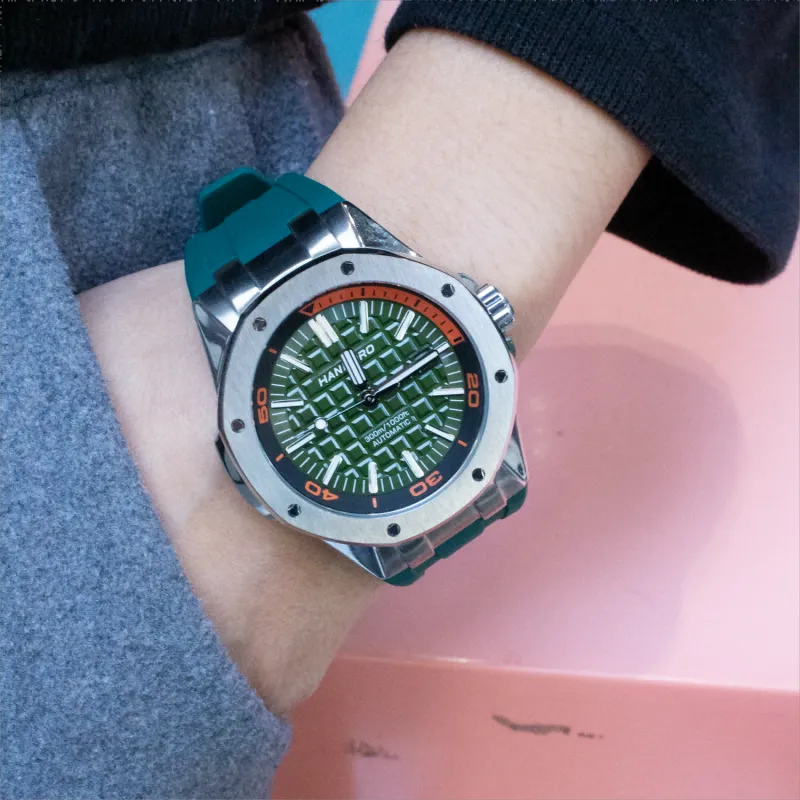 HANBORO Diving Collection Automatic Mechanical Movement Watch Men's Watches White Dial HBR919-BGG-3