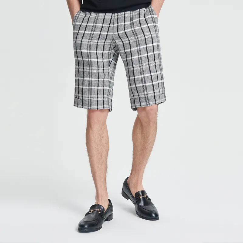 MANGANO Casual Shorts Men Gray Plaid-6