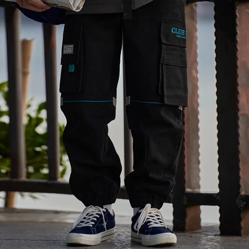 Clubxxhh Moderate Casual Pants Unisex Black-3