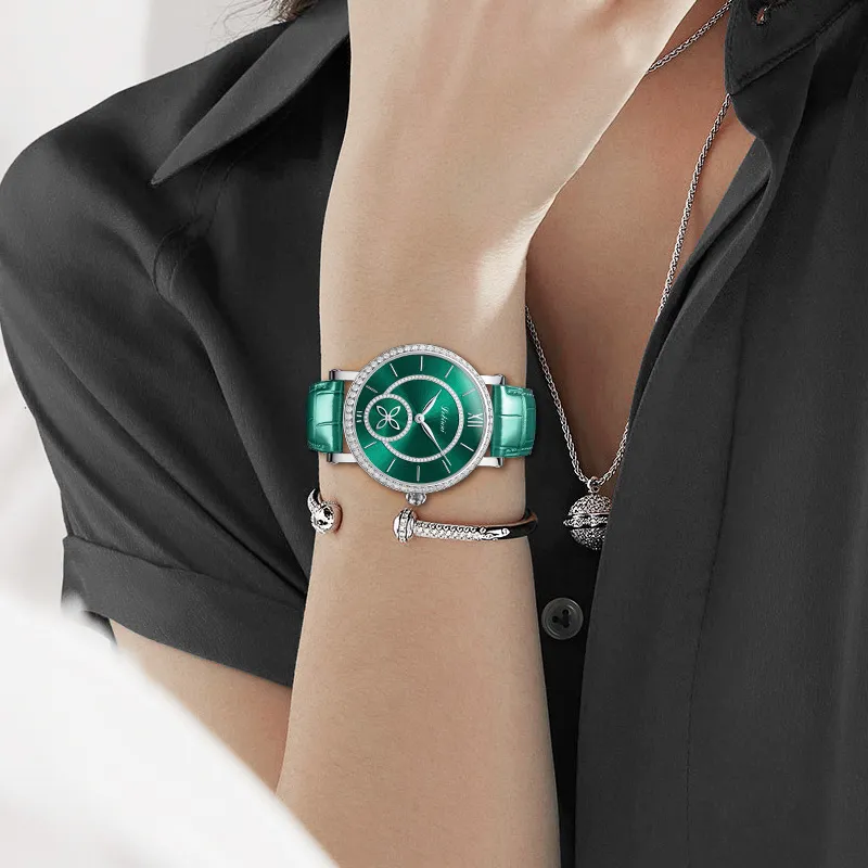 LOBINNI L Automatic Mechanical Movement Watch Women's Watch Green Dial-3