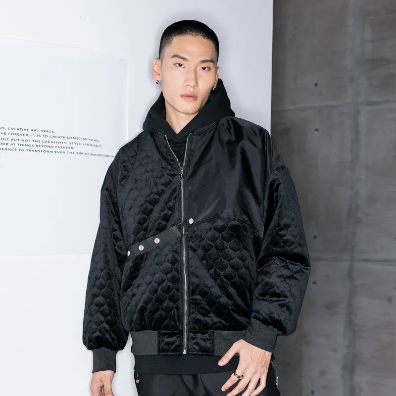 XINYINSU Baseball Collar Loose Fit Puffer Jacket Unisex-3