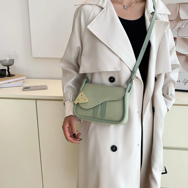 JANE KLAIN PU Saddle Bag Shoulder Bag Crossbody Bag Small Size Women's White/Green/White & Brown/Black-11