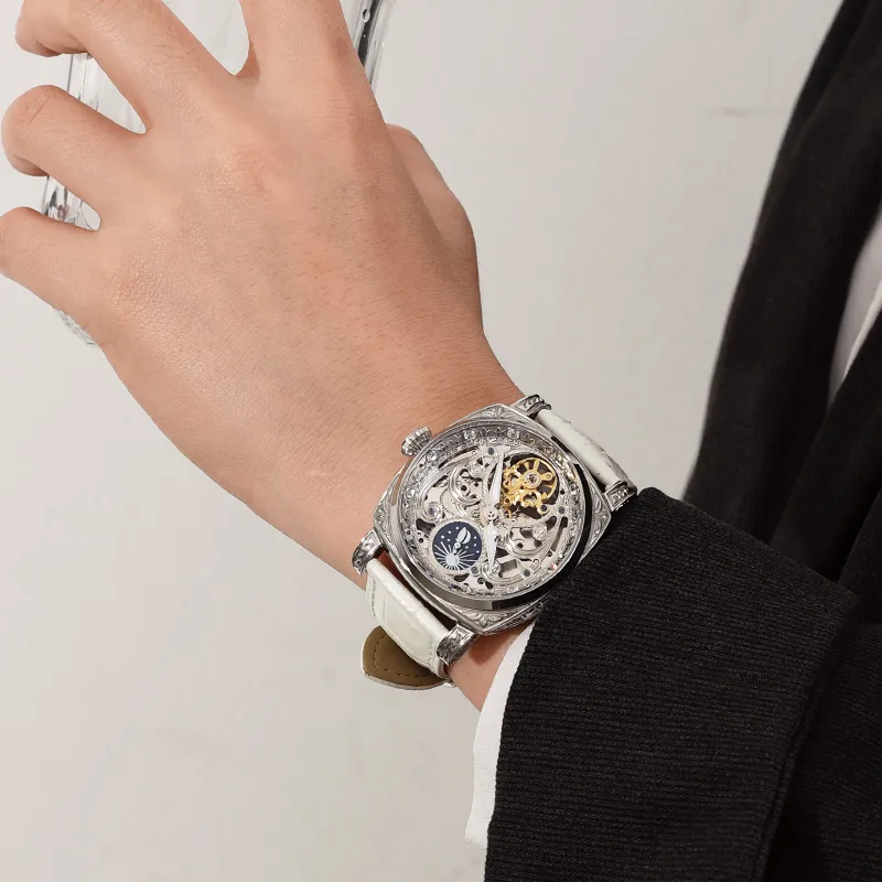 VRQ Future Series Automatic Mechanical Movement Genuine Leather Strap Watch Men's Watches Cut-Out Dial-4