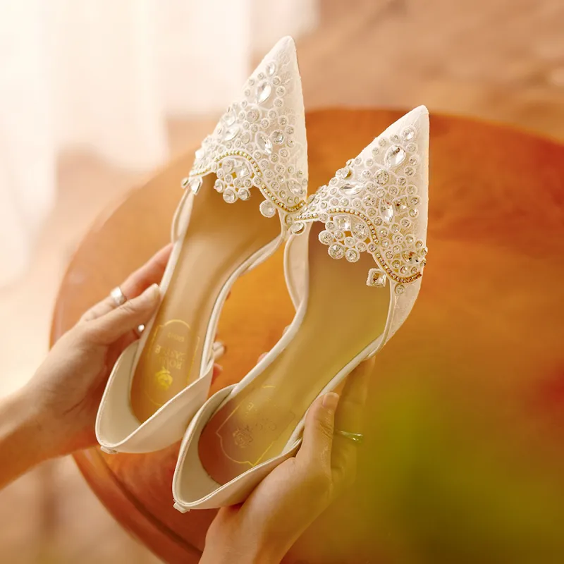 ROSE CASTLE Slim Heel High Heels 7cm Women's White-4