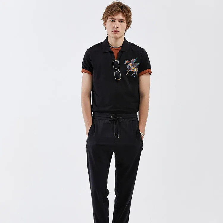 DAVID NAMAN Polo Shirts Men Black-2