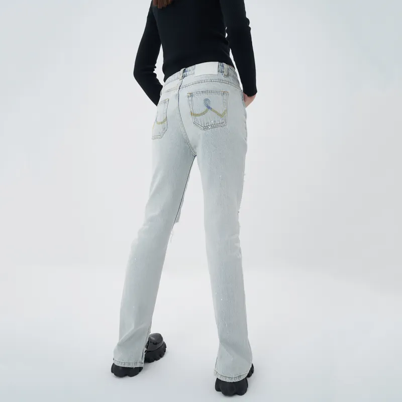 LINCchic Straight Jeans Women's Light Blue-3