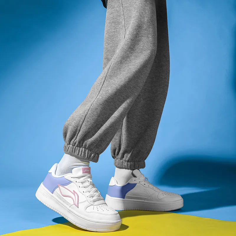LINING Sports Life Collection Skateboard Shoes Women's Low Top Light Iris White-7