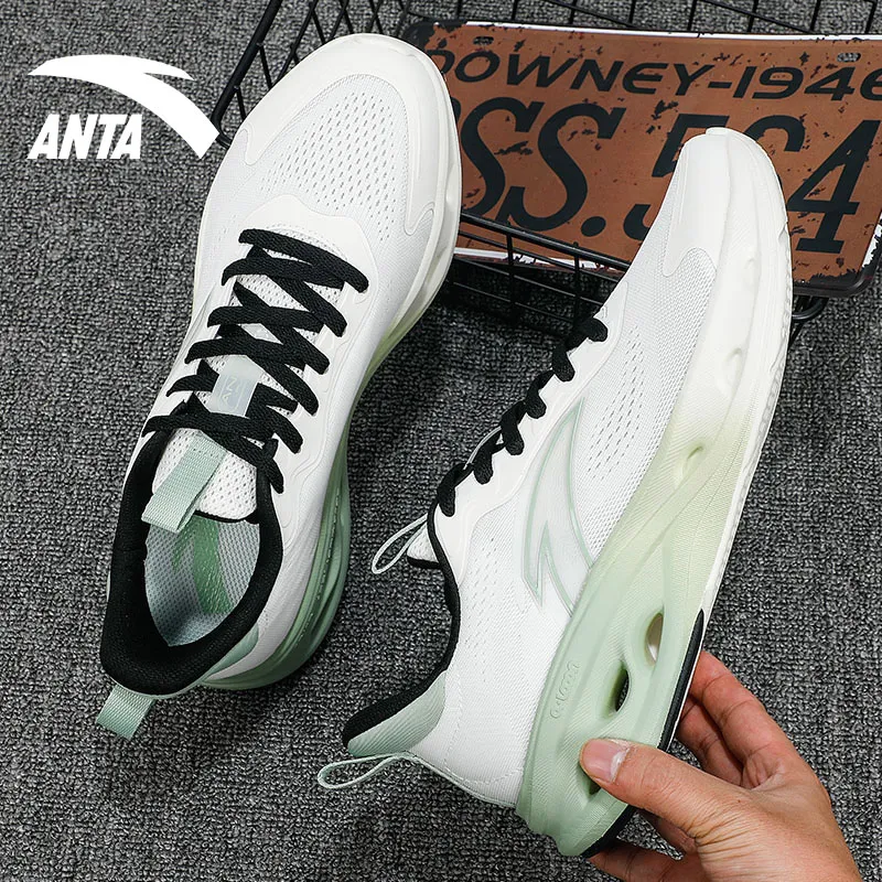 Anta Energy Ring Cushioning Anti Slip And Wear Resistant Low Top Running Shoes Men's White-7