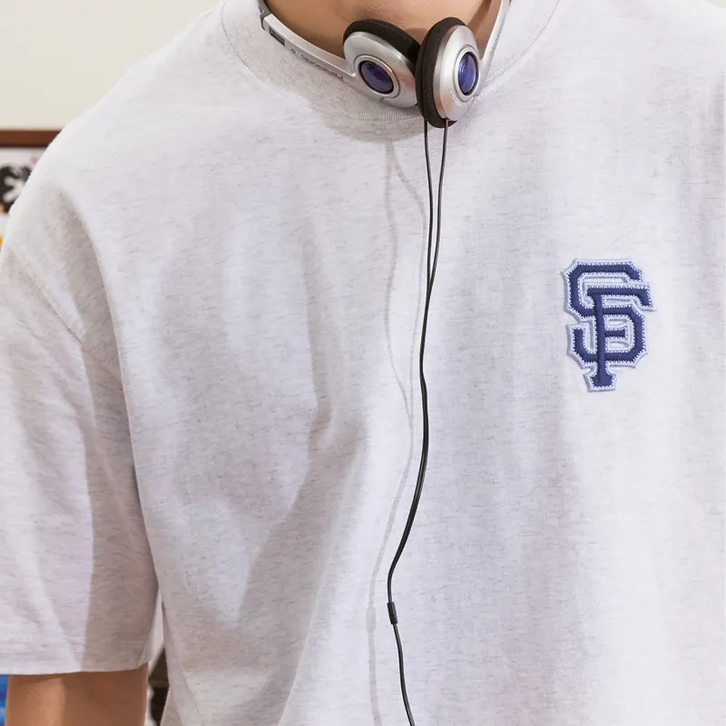 MLB Set in Sleeve T Shirt Unisex Light Heather Gray-5