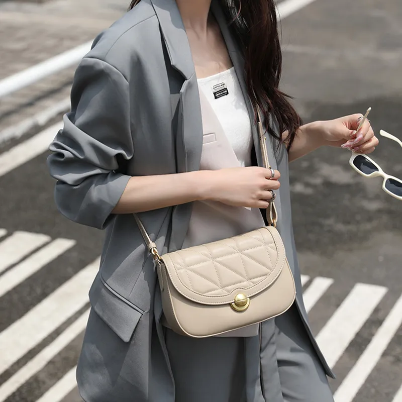 JANE KLAIN Genuine Leather Shoulder Bag Small Square Bag Shoulder Bag Crossbody Bag Medium Size Women's White/Salt Card-3